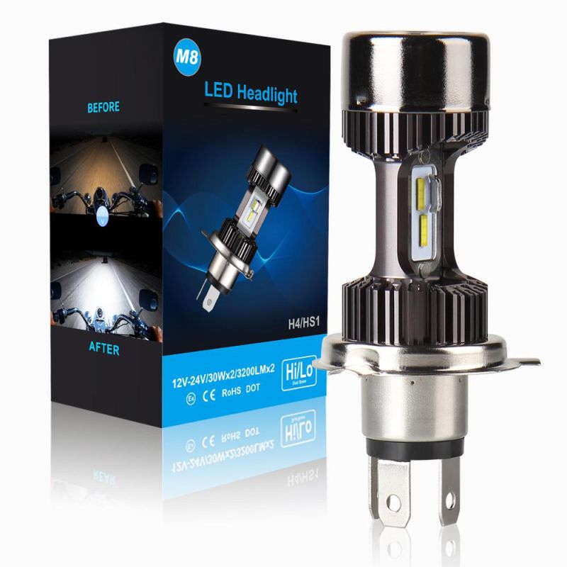 LED Motorcycle Light Ba20d H4 Car LED 32W 3200lm Csp LED Hi / Lo Beam Motorcycle Headlight Front Light Bulb