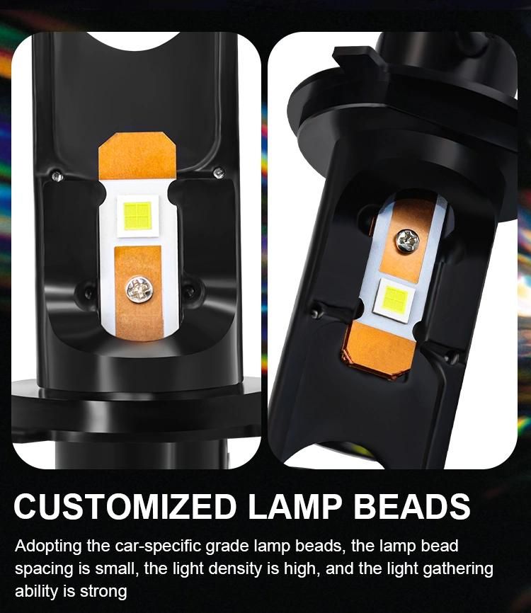 P5 2PCS Car Headlight LED Hi/Low Beam Lamp LED H4 Mini Projector Lens Motorcycle Light 20000lm Conversion Kit Car Headlight