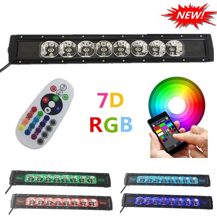 22" 120W RGB LED Light Bar 7D Work Lamp Bluetooth APP& Wire Harness LED Light Bar