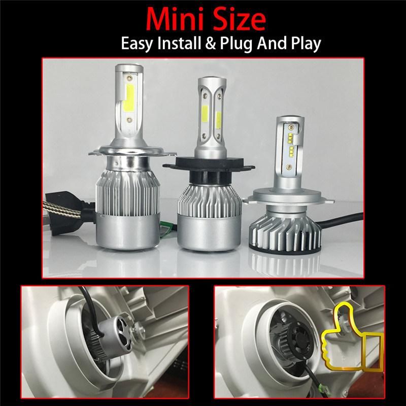 High Quality F2 Car LED Headlight Beam Lamps 200W 48000lm 6000K Hi/Lo H1 Mini H1 LED Headlight Bulbs 2PCS Auto Lights