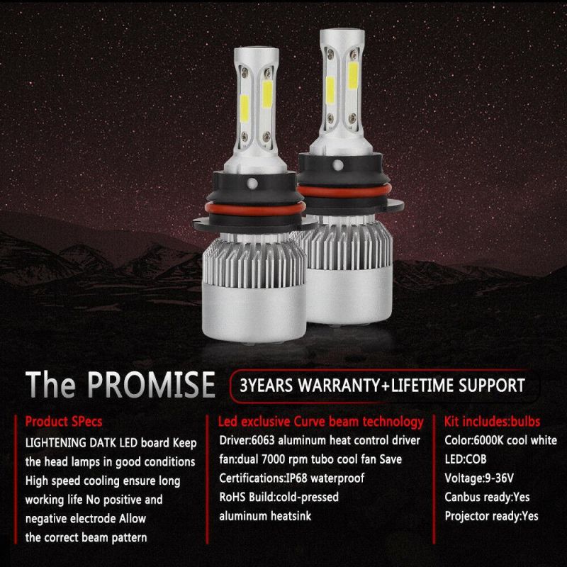 Manufacture 2PCS S2 H7 H4 LED Bulb Car Headlight H11 H1 H13 H3 H27 9005/Hb3 9006/Hb4 9007 Hi-Lo Beam 72W 8000lm Auto Headlamp LED Headlight