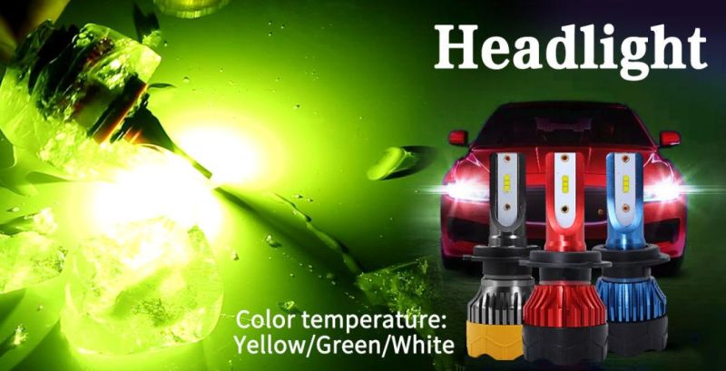 50W X3 Fanless Auto LED Headlight with Blue Color H7 H11 9006 H13 9007 9004 Headllamp S1 S2 S6 Hb3 H11 Hb4 Yellow&White