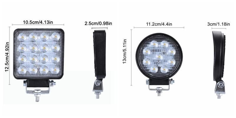 Round or Square 9LED 27W Offroad Lamp Car Truck ATV Flood Beam Sport LED Work Light 4" Round LED Fog Lamp