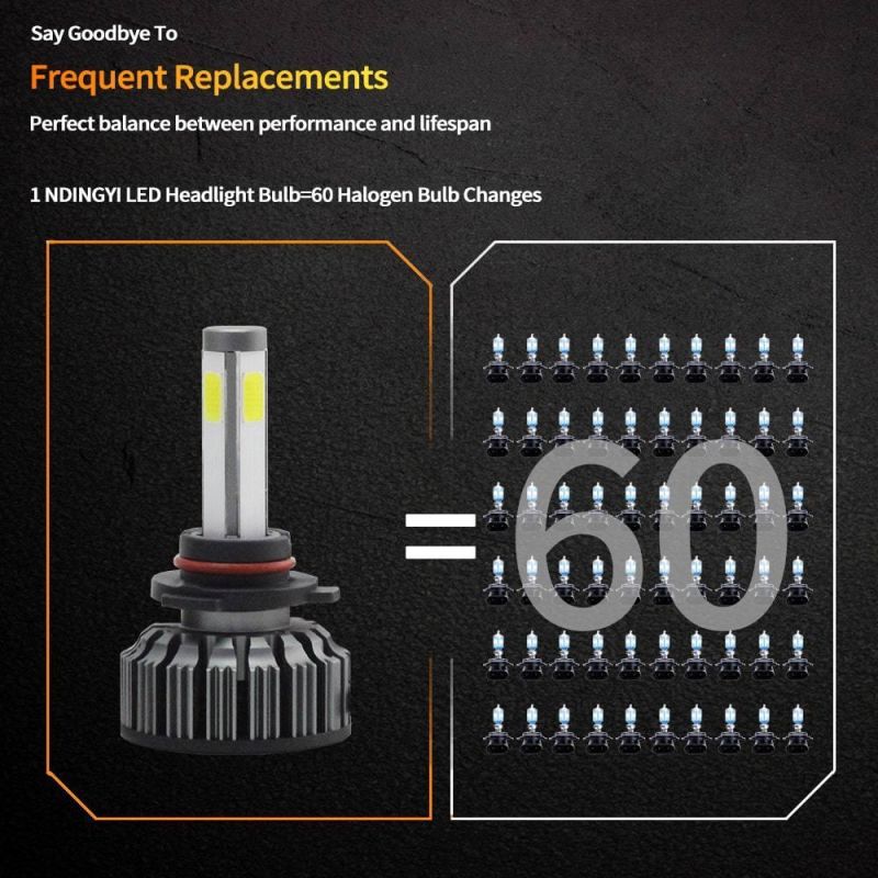 N4s 72W 4faces COB Chips 7200lm 6500K LED Headlight