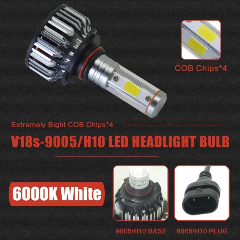 High Quality 4 Sides LED Headlight H7 LED H4 Car Headlight Bulbs 2PCS 6500K 12000lm 360 Degree High Power LED Auto Lamps