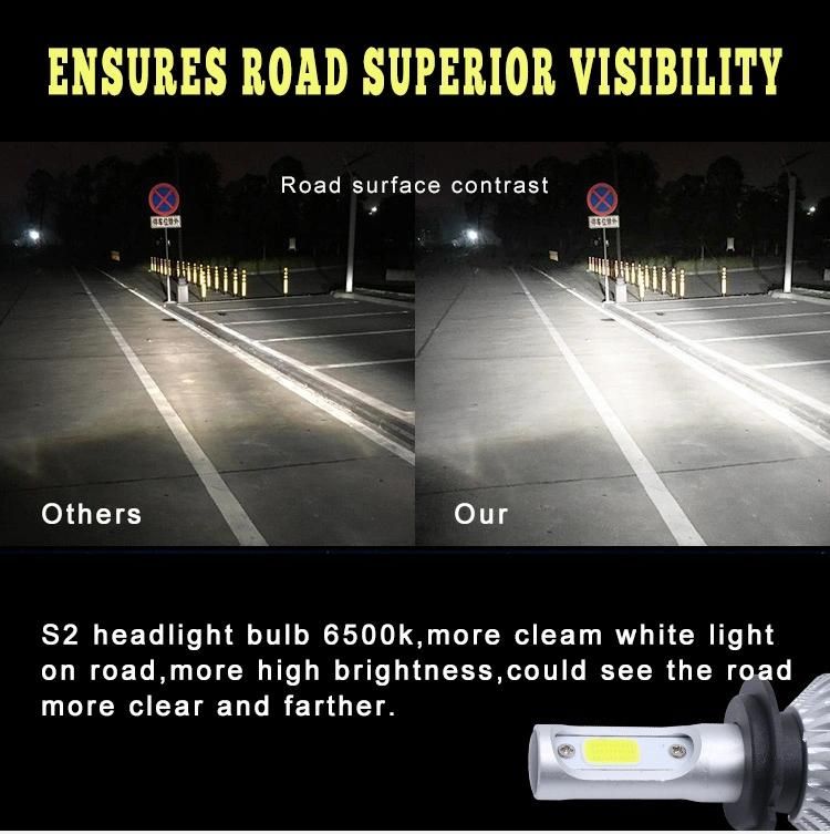 Auto Lighting Wholesale Three Side Head Lamp COB 72W 8000 Lumens 6500K  H11 Conversion Kit S2 Car LED Headlight Bulb