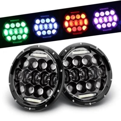 4X4 Offroad Jeep Wrangler RGB 75W 7 Inch Round LED Headlight