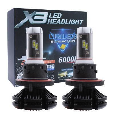 2PCS/Set Super Bright Car Headlights LED X3 H7 H11 H4 9004 H13 50W 6000lm 9-32V 6000K Auto Headlamp Lights Car Headlights