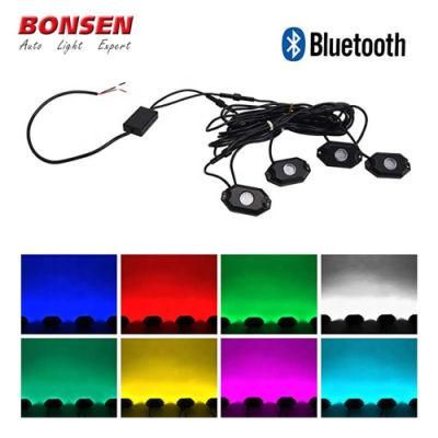 4 8 Pod Cellphone Blueteeth Remote Control Under Car LED Rock Light