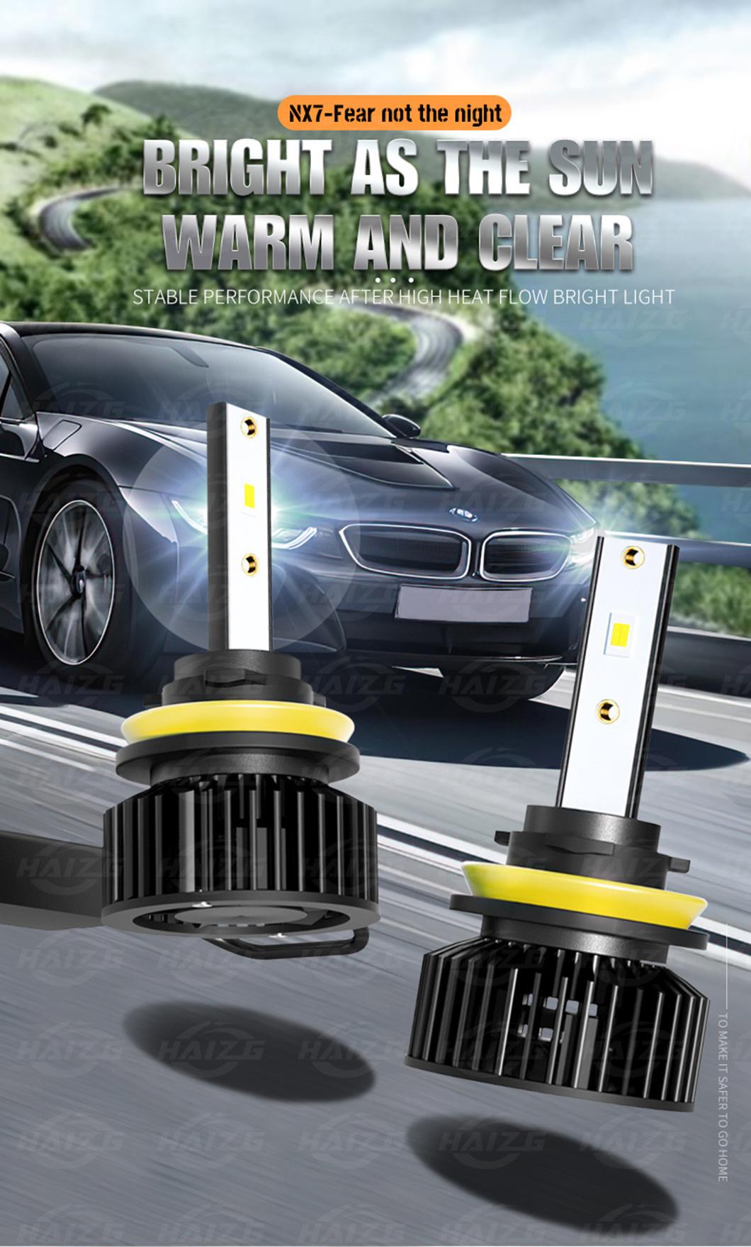 Haizg Hot Sale LED Headlight Bulbs 50W 10000lm 6000K H11 9006 Hb4 9005 Hb3 H3 H7 Canbus LED Light H4 H1 Headlight Kit Auto Lighting System