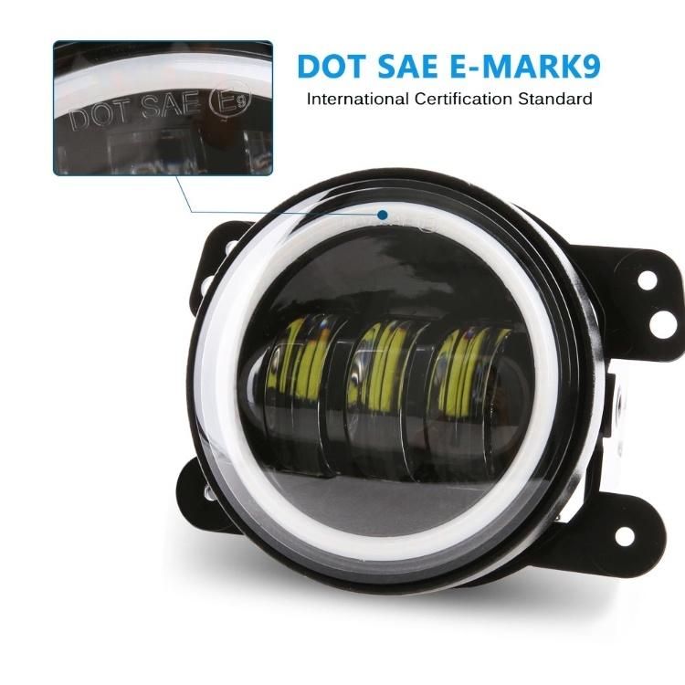 30W 4 Inch Round LED Fog Light for Jeep Wrangler Jk Lj Tj White Halo Ring Angel Eyes LED Passing Fog Lights