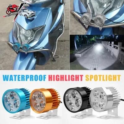 4LED Motorcycle Light 12V 10W E-Bike Headlight Waterproof Lights Motorcycle Accessories Golden Silver Blue Black