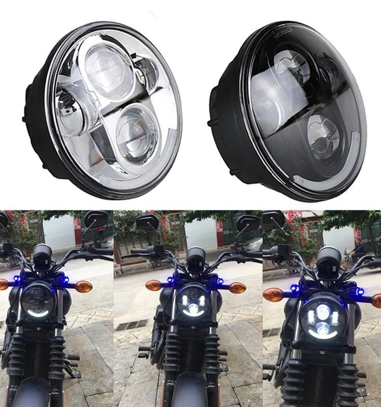 5-3/4" 5.75 Inch LED Headlight for Harley Motorcycle Moto LED Projector Headlight with Halo