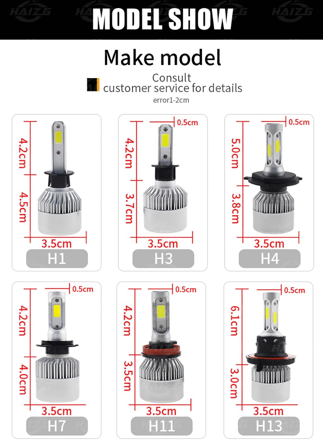 Haizg LED Lighting System Auto Parts H8/H9/H11 9005 9006 LED Car Lamp Waterproof Bulbs