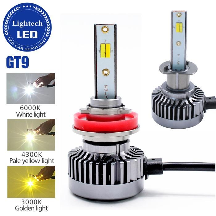 Lightech Auto Bulb Gt9 Csp 50W 9005 H11 H1 3 Colors All in One LED Headlight