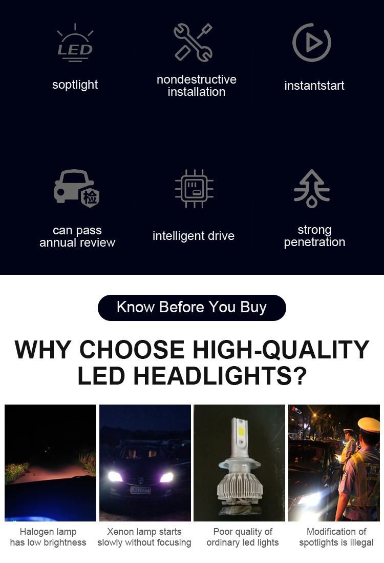 Two Colors K7 LED H1 LED H4 Car Headlight High Beam Low Beam Lights 100W 12000lm Csp 6000K Car Headlight Bulbs Auto Fog Light