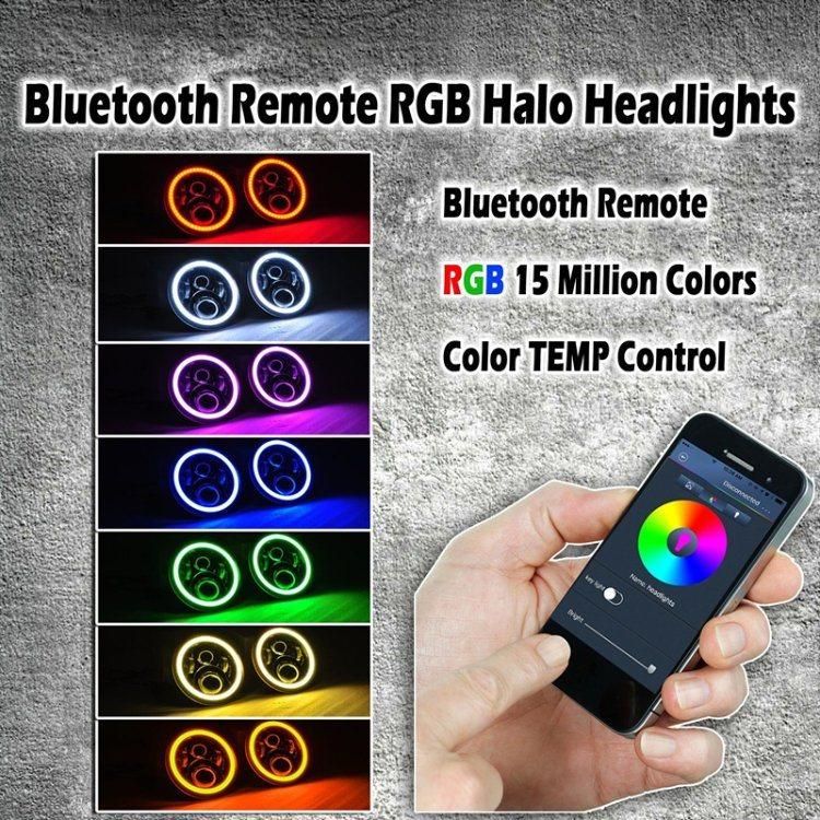 Jeep Bluetooth APP Controlled RGB Halo 7 Inch LED Headlight