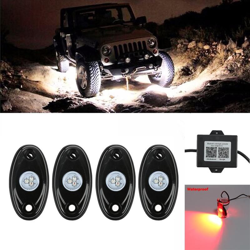 APP Control with 8 Pods Lights Under Cars off Road Truck SUV ATV RGB LED Rock Light