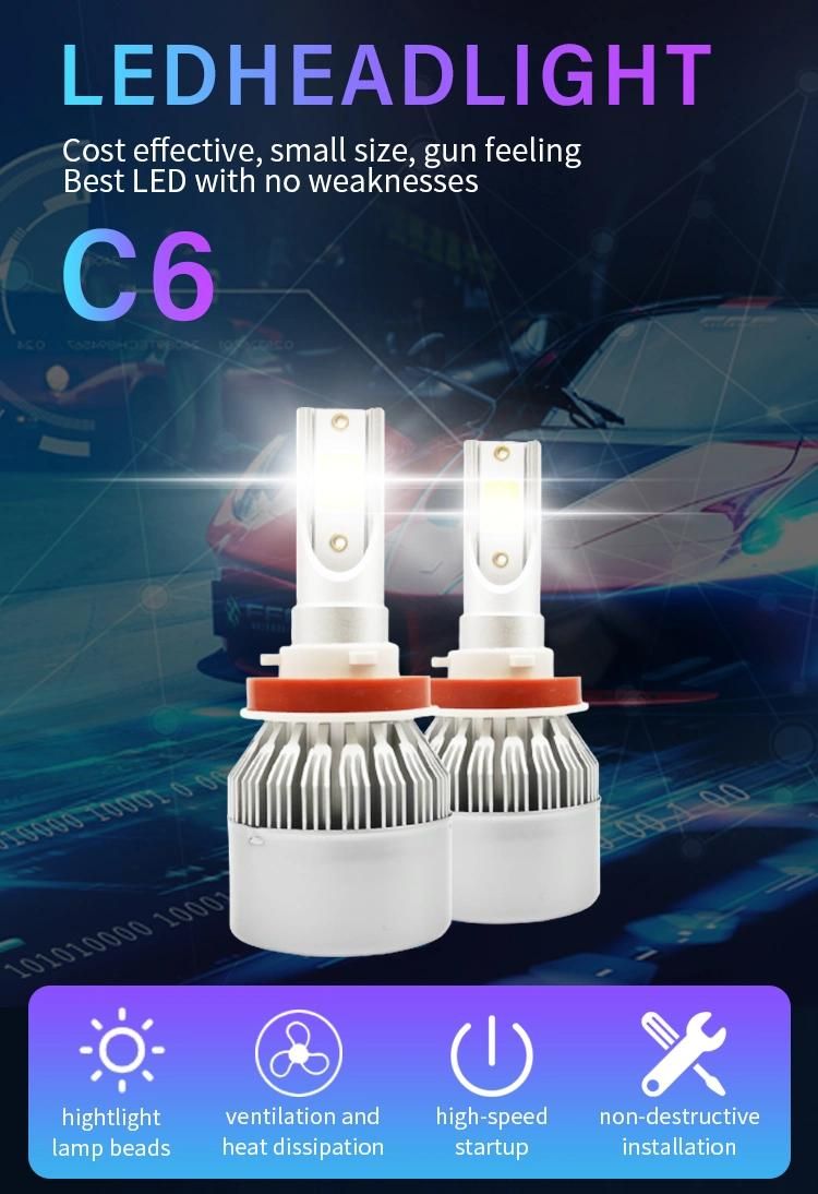 Cheap LED Headlights IP65 H11 8000lm Wholesale Auto C6 LED Headlights