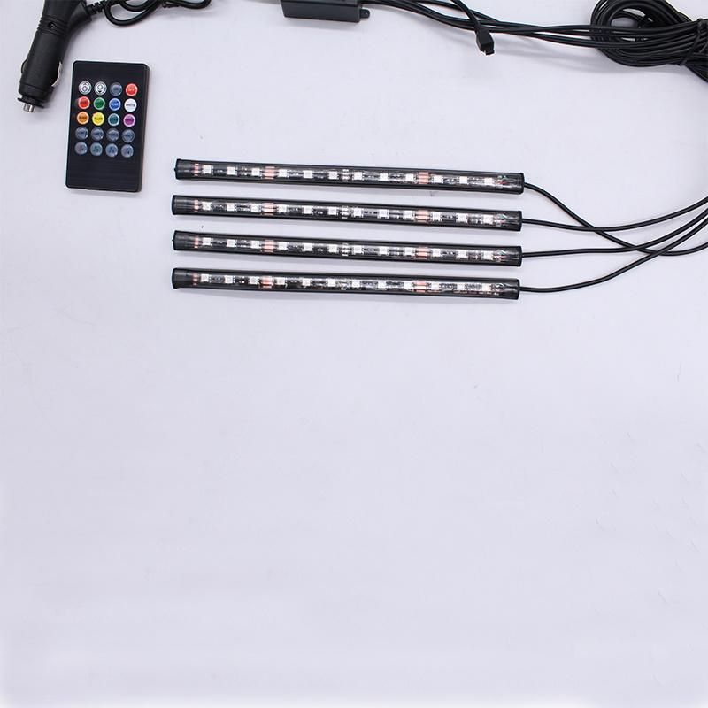 7 Colors Car Styling Music Control 48LEDs Car RGB LED Strip Light Atmosphere Lamp Kit with IR Remote Interior Lights