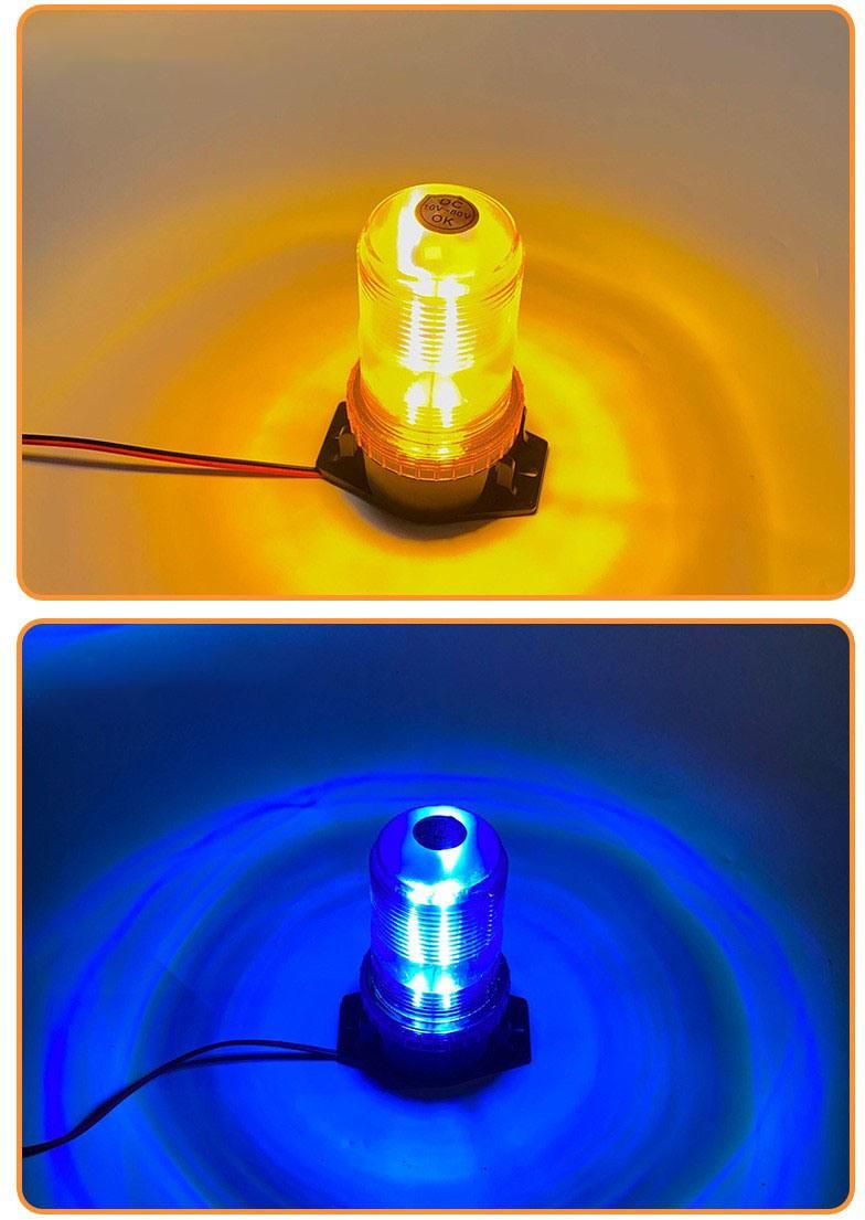 High Power Amber LED Strobe Light Beacon Rotating Flashing Safety Signal Lamp for Heavy Machinery Vehicles, Automobiles