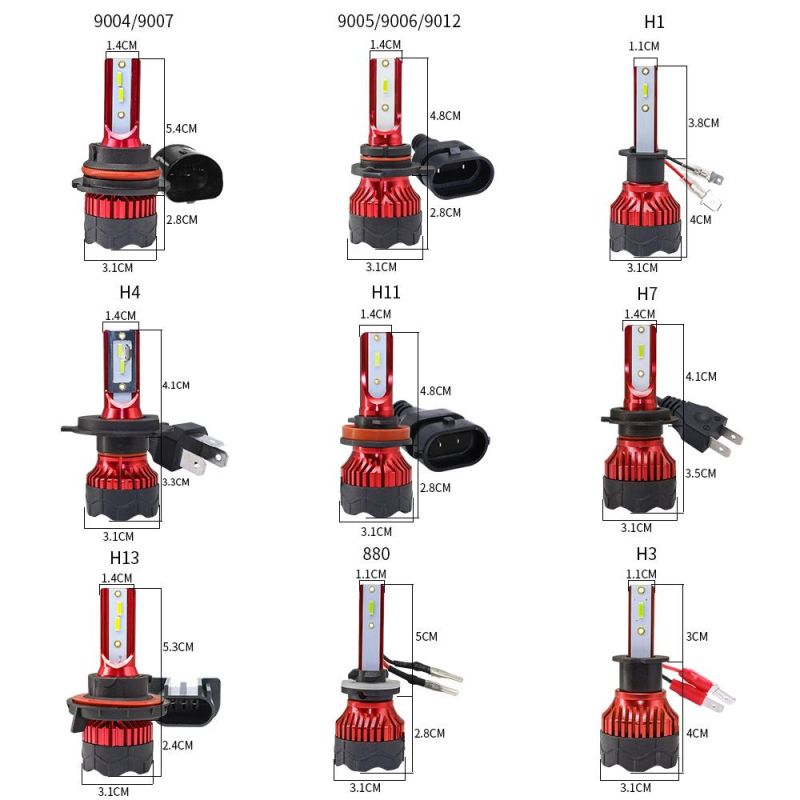 Super Bright High Low Beam 120W Auto H7 H4 9006 LED Headlight 12000lm