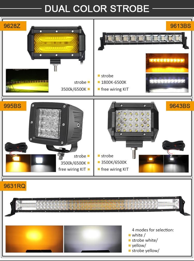 72W 24volt Dual Color Strobe LED Bar 4X4 Truck Car Mini Aurora LED Light Bar