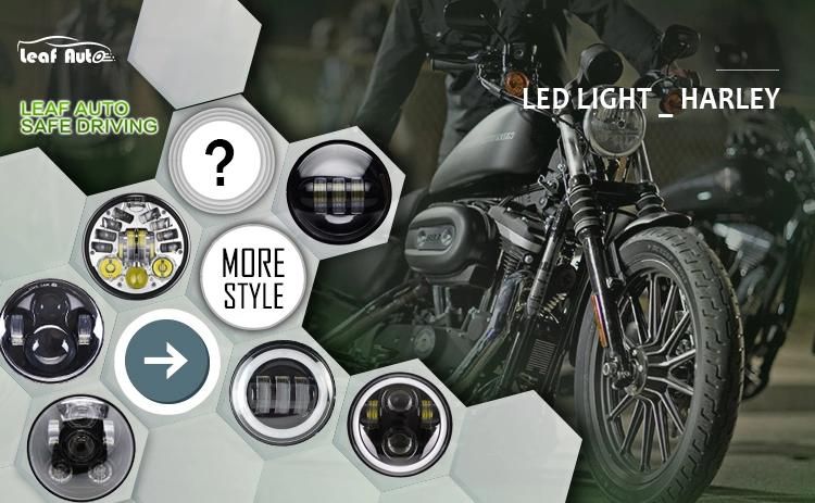 5-3/4" Round LED Projection Headlight with DRL for Harley Motorcycles Black DOT 5.75" Motorcycle Headlamp