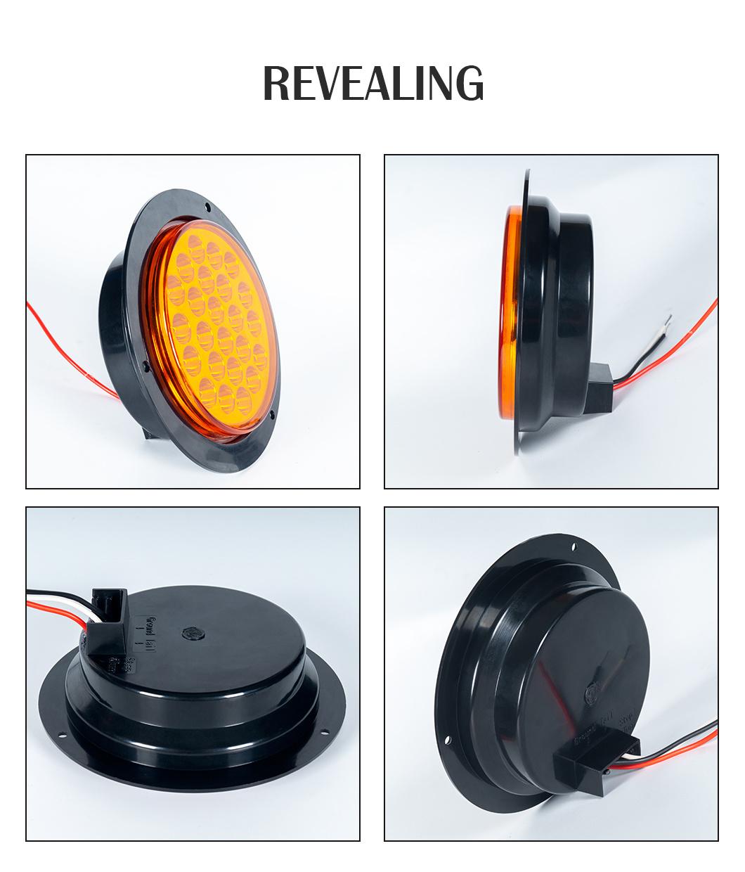 Round Amber LED Trailer Tail Light