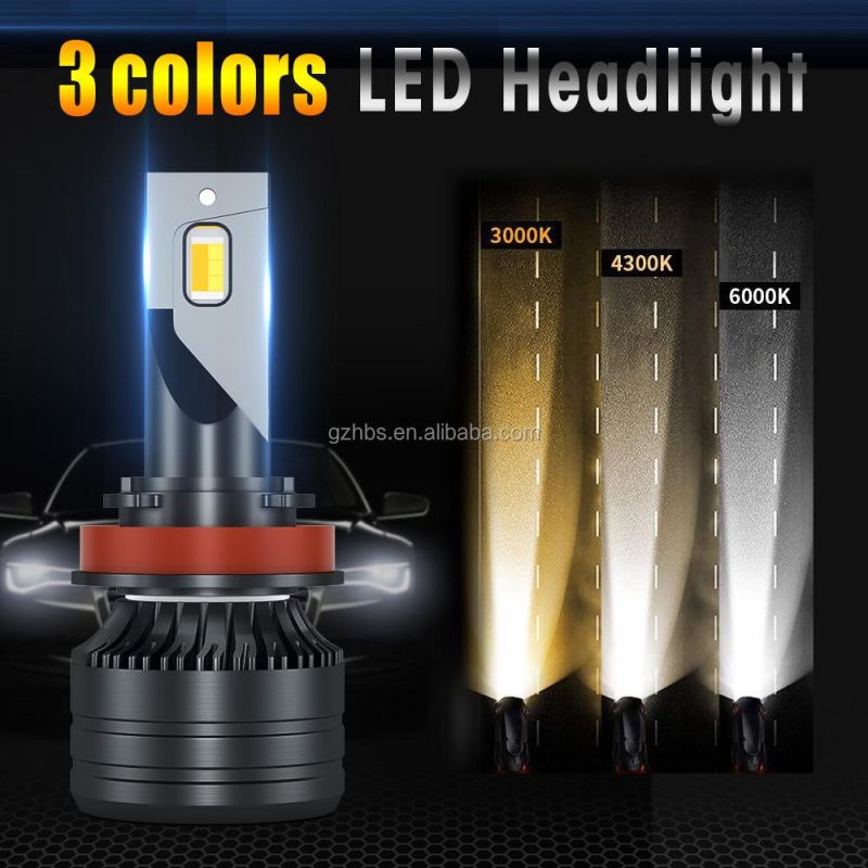 High Power 50W 12V 3000K/4300K/6000K Tricolor High Low Beam Autimotive LED Light Waterproof IP68 LED Headlight for Car