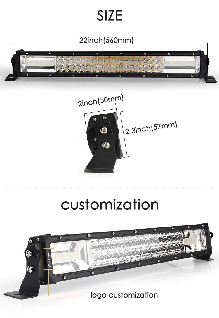 Wholesale Offroad Truck Dual Color Strobe Flash Driving Light 22" 32" 42" 50" 52" 3 Rows LED Light Bar