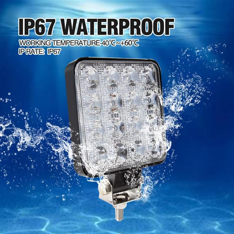 16 LED 48W LED Work Light Square Spot Flood Light Beam 12V 24V Offroad for Truck Offroad 4X4 4WD Car SUV ATV