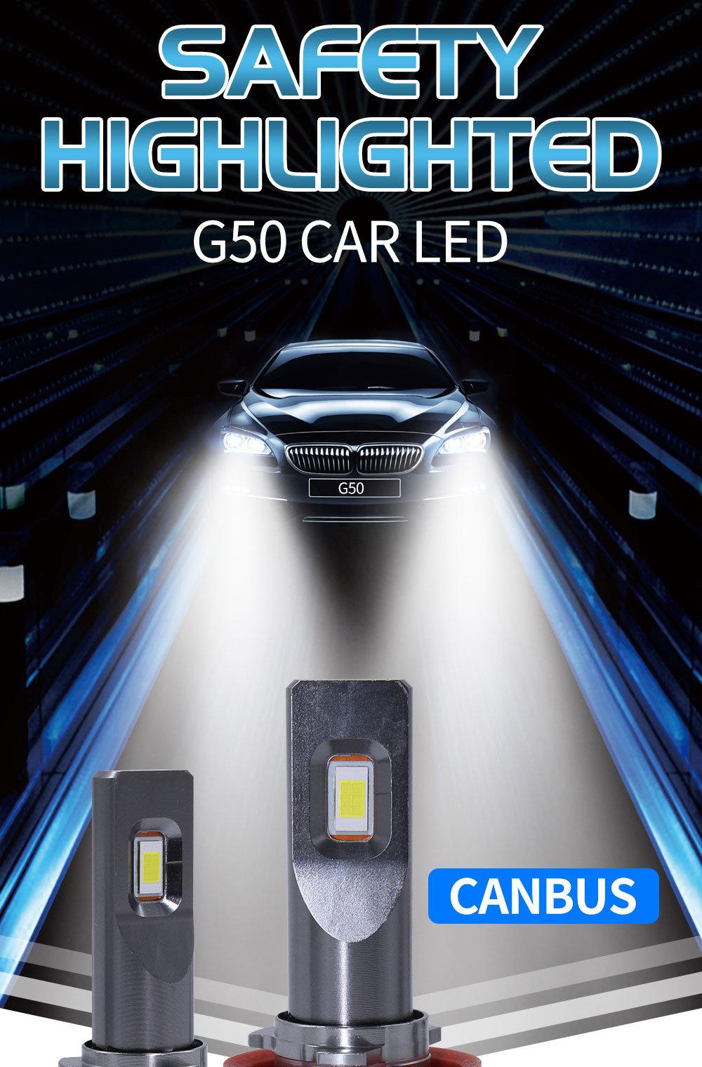 High Quality G50 H7 H4 LED Bulb Car Headlight H11 H1 H8 H3 H9 9005/Hb3 9006/Hb4 9007 Hi-Lo Beam 80W 10000lm Auto Headlamp LED Headlight