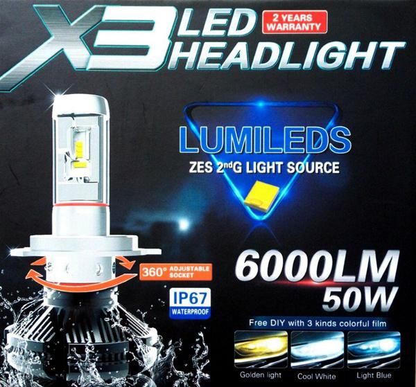 2 Years Warranty X3 H1 6000lm Car LED Headlight