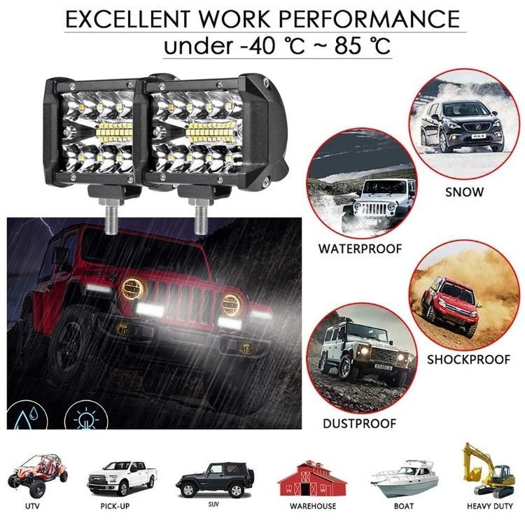 4" LED Work Light Bar 12V 24V 60W LED Light Bar Car Work Light for Tractor Truck 4X4 SUV ATV