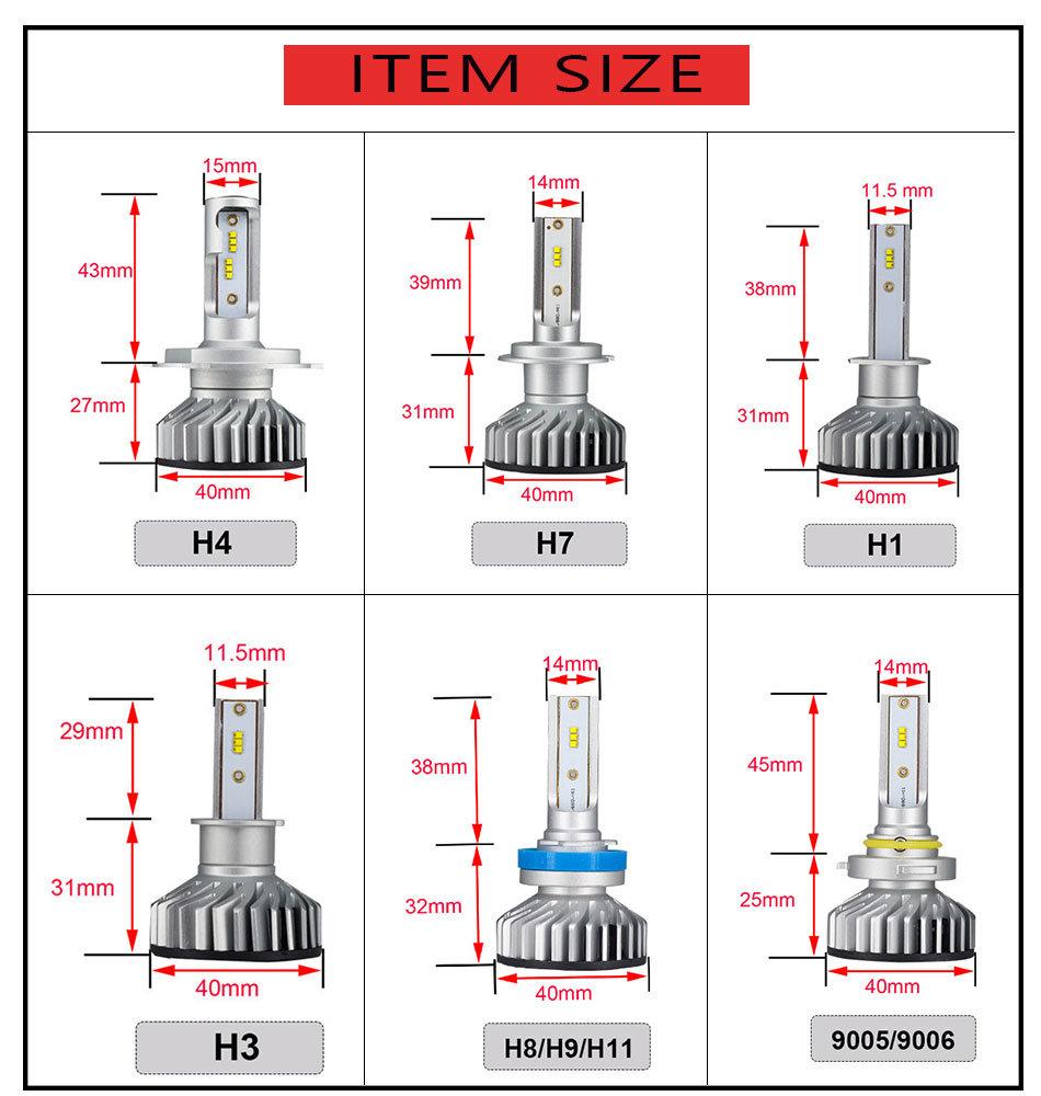 Super Bright High Power F2 Car LED Headlight Bulb H1 H4 H7 H11 F6 LED Head Lamp COB Zes Csp CREE Chip 12V Auto Lamps