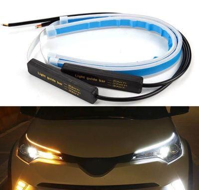 2PCS 24V DRL Car LED Daytime Running Lights DRL White Turn Signal Yellow Guide Strip Running Lights for Cars 24V Truck Car Light