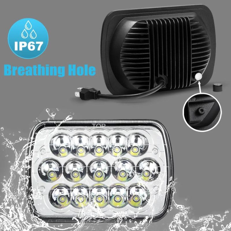 H6054 7X6/5X7 LED Headlights with High Low Sealed Beam Rectangle IP67 Waterproof Headlamp for Jeep