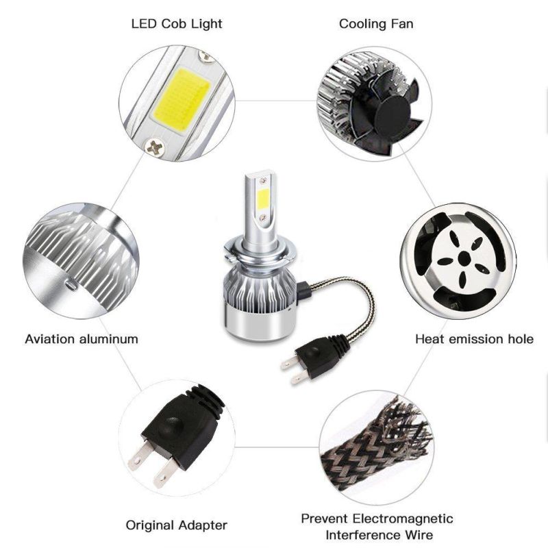 High Quality 72W Car Light H7 LED Headlight with LED Work Light and LED Driving Light (H1 H3 H4 H7 H8 H9 H11 H13 9012)