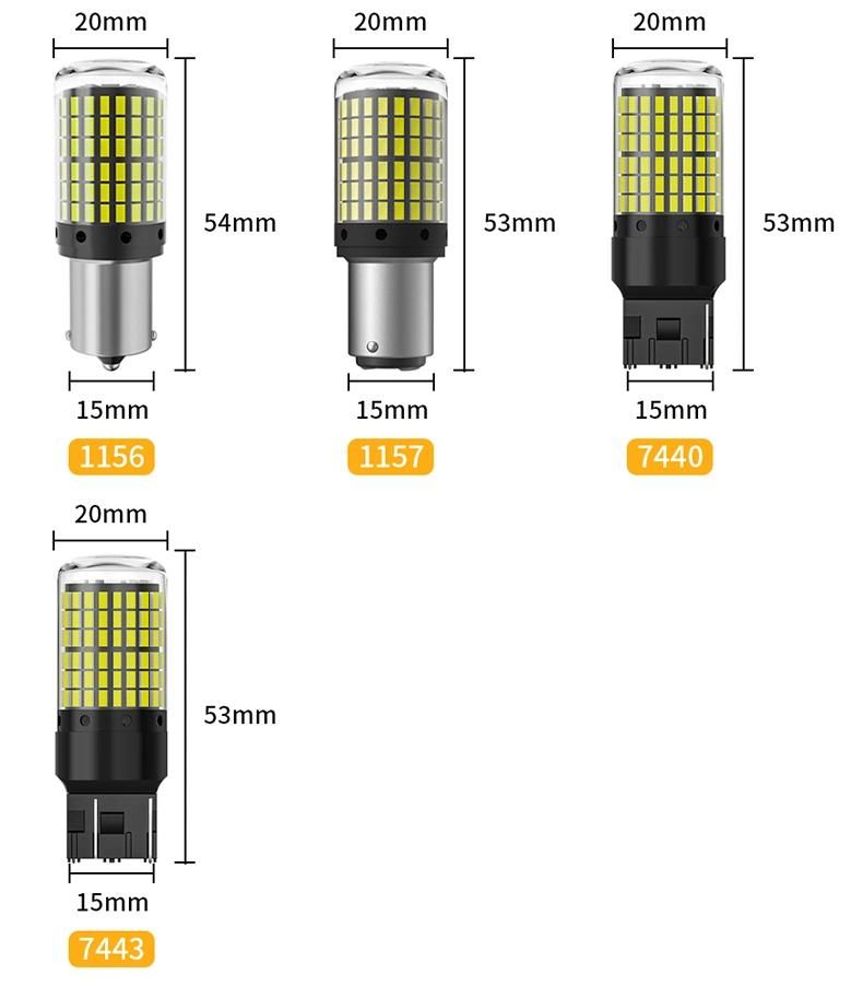 1156 1157 Ba15s 7443 Super Bright Canbus 144SMD 3014 LED Car Light Brake Light Turn Signal