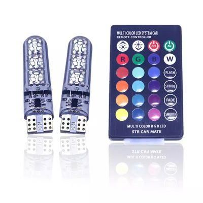 RGB Remote Control Car LED Light T10 5050 6SMD Colorful Side Light License Plate Light Reading Lamp Bulb+Remote Control