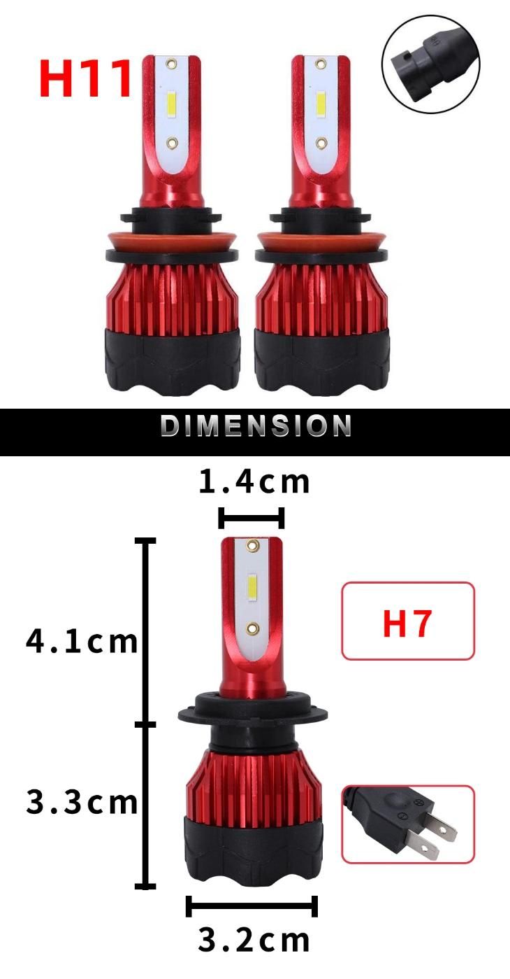 Exclusive Product 2PCS H4 LED H7 Auto Car Headlight 9005 9006 H3 H13 H8 880 H27 9004 9007 H11 881 LED H1 K5 55W 6000lm 6000K Automobile Bulb