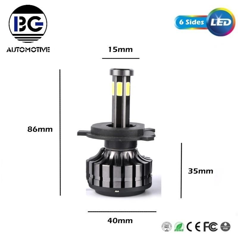 New 6 Side Lumens Zes 30W 8000lm H4 Hi Lo H7 H11 9005 9006 Car LED Headlight Bulbs Auto LED Headlamp LED Light 12V 24V