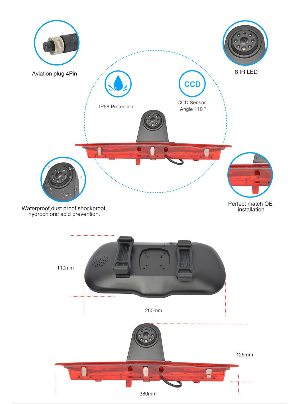 12V Network DVR Car Rear View Mirror Monitor Backup Side Camera System for Van Truck Vehicle