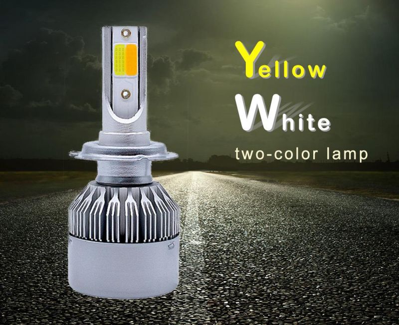 36W 8000lm High Lumen Vehicle Lights Fan Cooling H4 H11 Bulbs C6 Dual Color H7 Auto Car LED Headlight