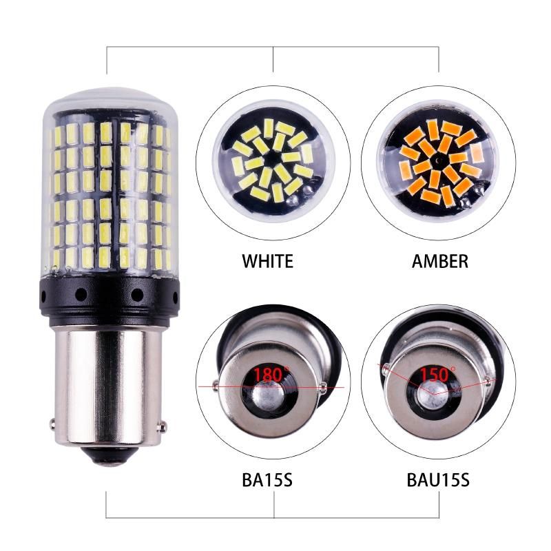 Carolyn 1156 1157 Brake Light T15 T20 Turn Sign Light 12V P21W Car LED Bulb 3030 27SMD LED Canbus Reverse Light 7440 W21W W21/5W S25 1156 Ba15s