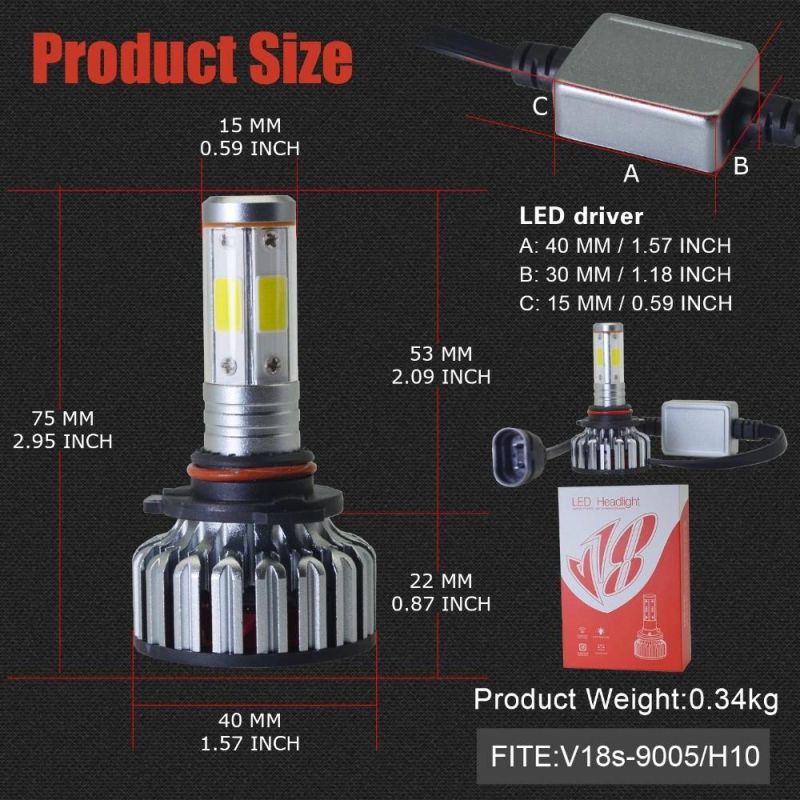 High Quality 4 Sides LED Headlight H7 LED H4 Car Headlight Bulbs 2PCS 6500K 12000lm 360 Degree High Power LED Auto Lamps