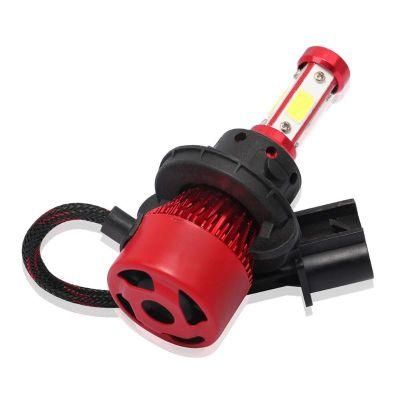 Powerful X7 4 Side COB 100W 10000lm Car LED Headlight Bulbs H4 H11 H13 9005 9006 Chips Auto LED Bulb 12V 6500K Headlight Red Color Auto Lights