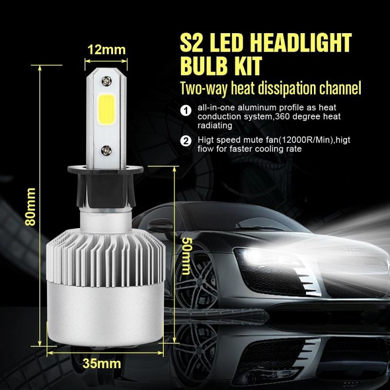 Wholesale Cheap Car H3 S2 LED Headlight for Auto 72W 8000lm