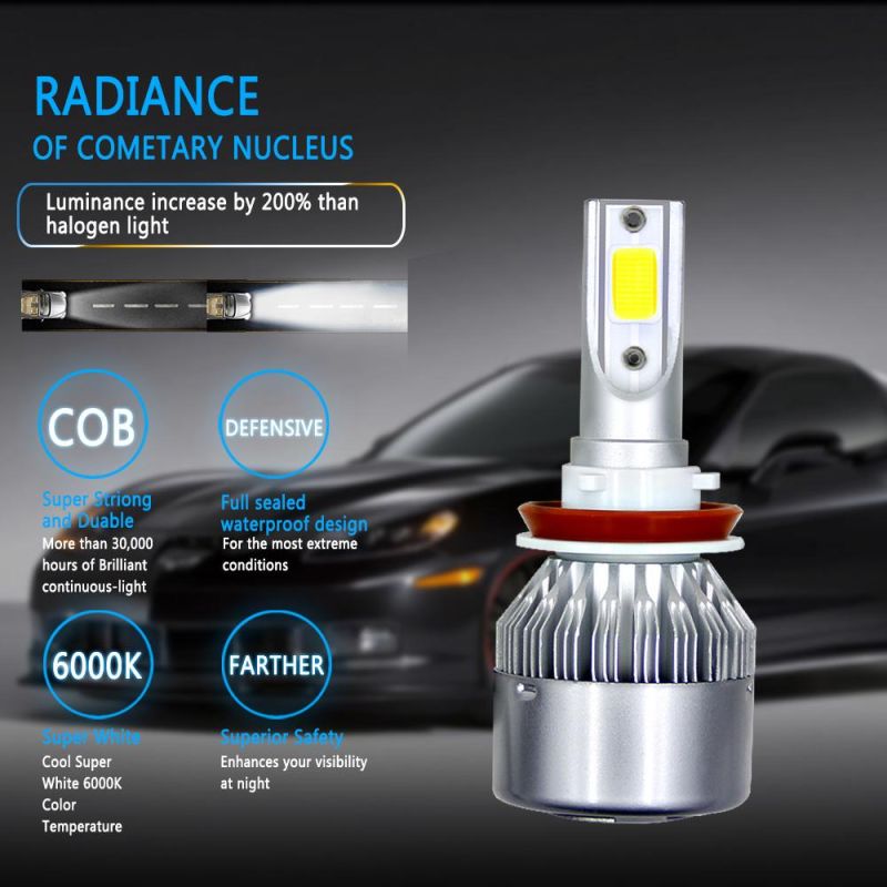 Wholesale Cheap C6 Auto H8 H9 H11 Car LED Headlight Fan 12V 24V 72W 8000lm